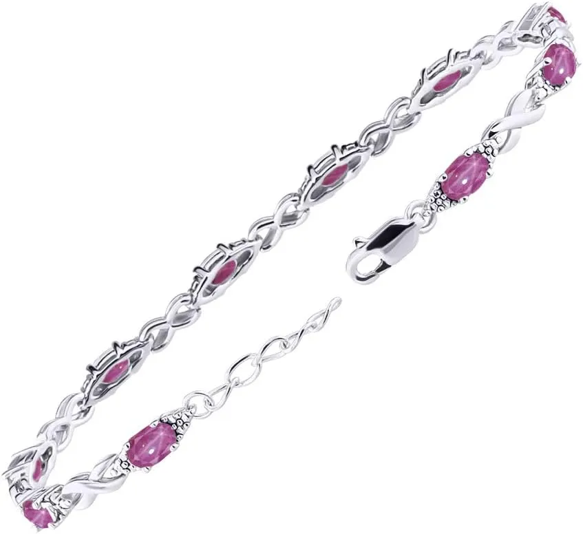 Rylos Bracelets for Women 925 Sterling Silver XO Hugs & Kisses Tennis Bracelet Gemstone & Genuine Diamonds Adjustable to Fit 7"-8" Wrist, 10 Gorgeous 6X4MM Jewelry for Women Friendship Bracelets