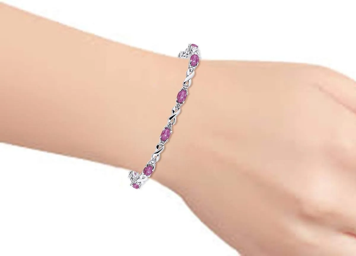 Rylos Bracelets for Women 925 Sterling Silver XO Hugs & Kisses Tennis Bracelet Gemstone & Genuine Diamonds Adjustable to Fit 7"-8" Wrist, 10 Gorgeous 6X4MM Jewelry for Women Friendship Bracelets