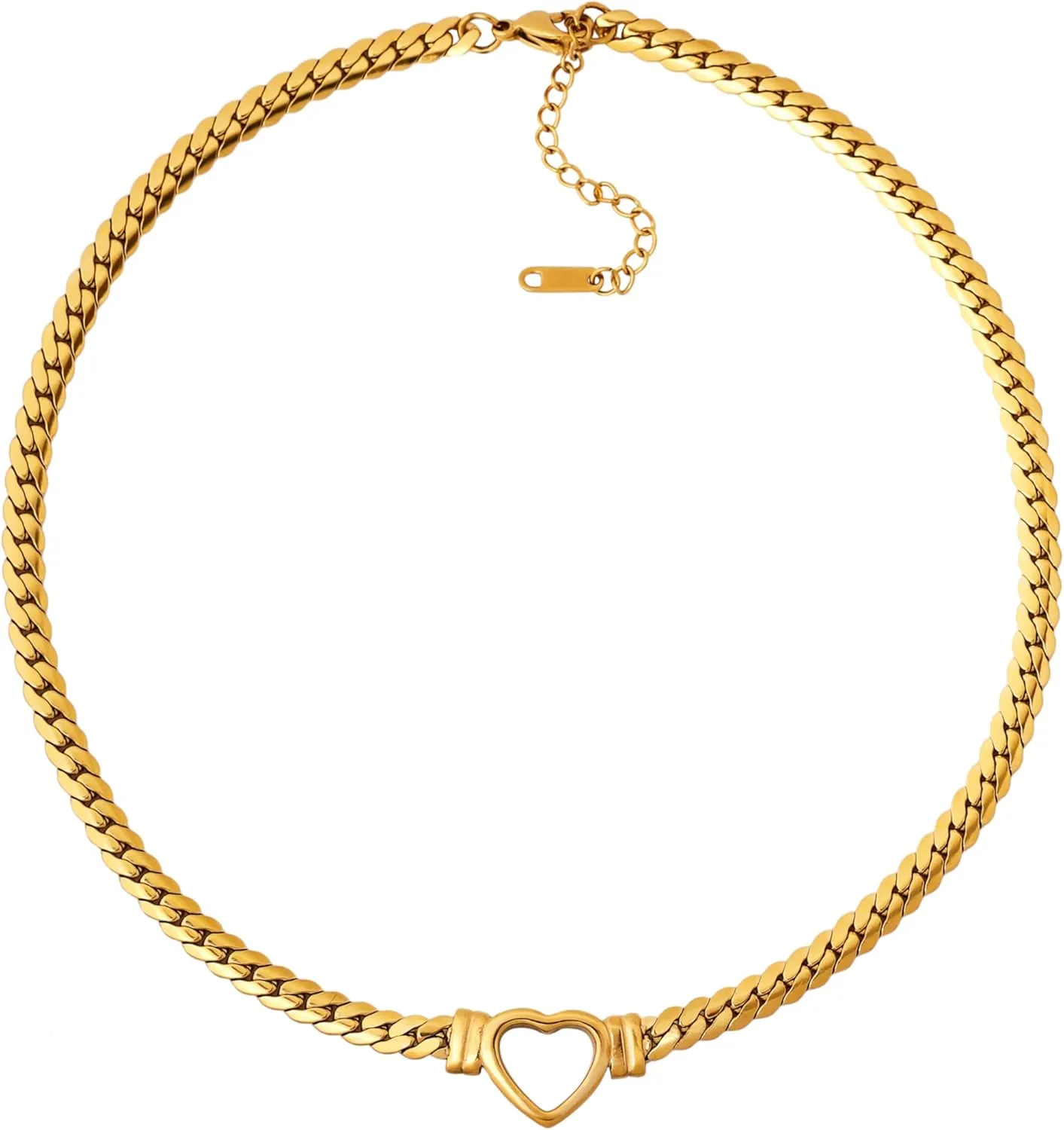 Sacina Heart Choker, Stainless Steel Necklace, Choker Necklaces for Women, Chunky Heart Necklace, Valentine Gift, Christmas Jewelry Gift