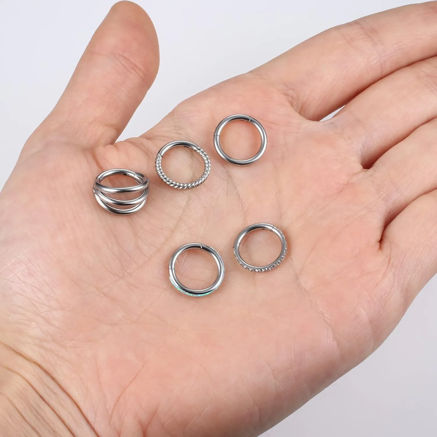 Sanfenly 14G Belly Button Rings 316L Surgical Steel Belly Ring Hoop Clear CZ Opal Navel Rings Hoop Clicker Segment Belly Piercing Jewelry Gold Silver Tone 8mm 10mm 12mm
