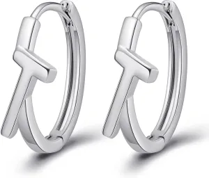 SANNYRA Initial Hoop Earrings for Women, 26 Letter Studs Earring, 14K Gold Plated Hypoallergenic Trendy Jewelry