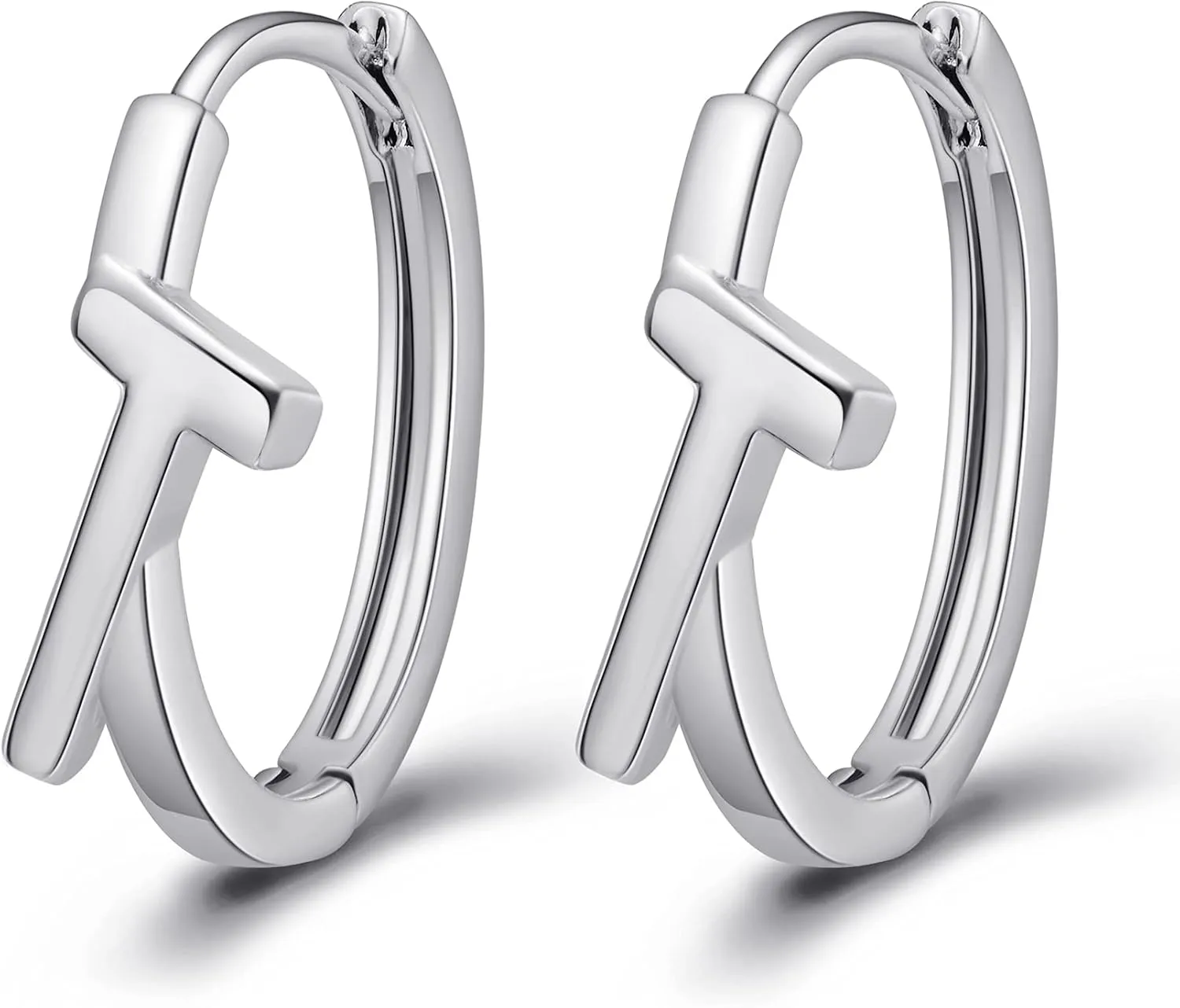 SANNYRA Initial Hoop Earrings for Women, 26 Letter Studs Earring, 14K Gold Plated Hypoallergenic Trendy Jewelry