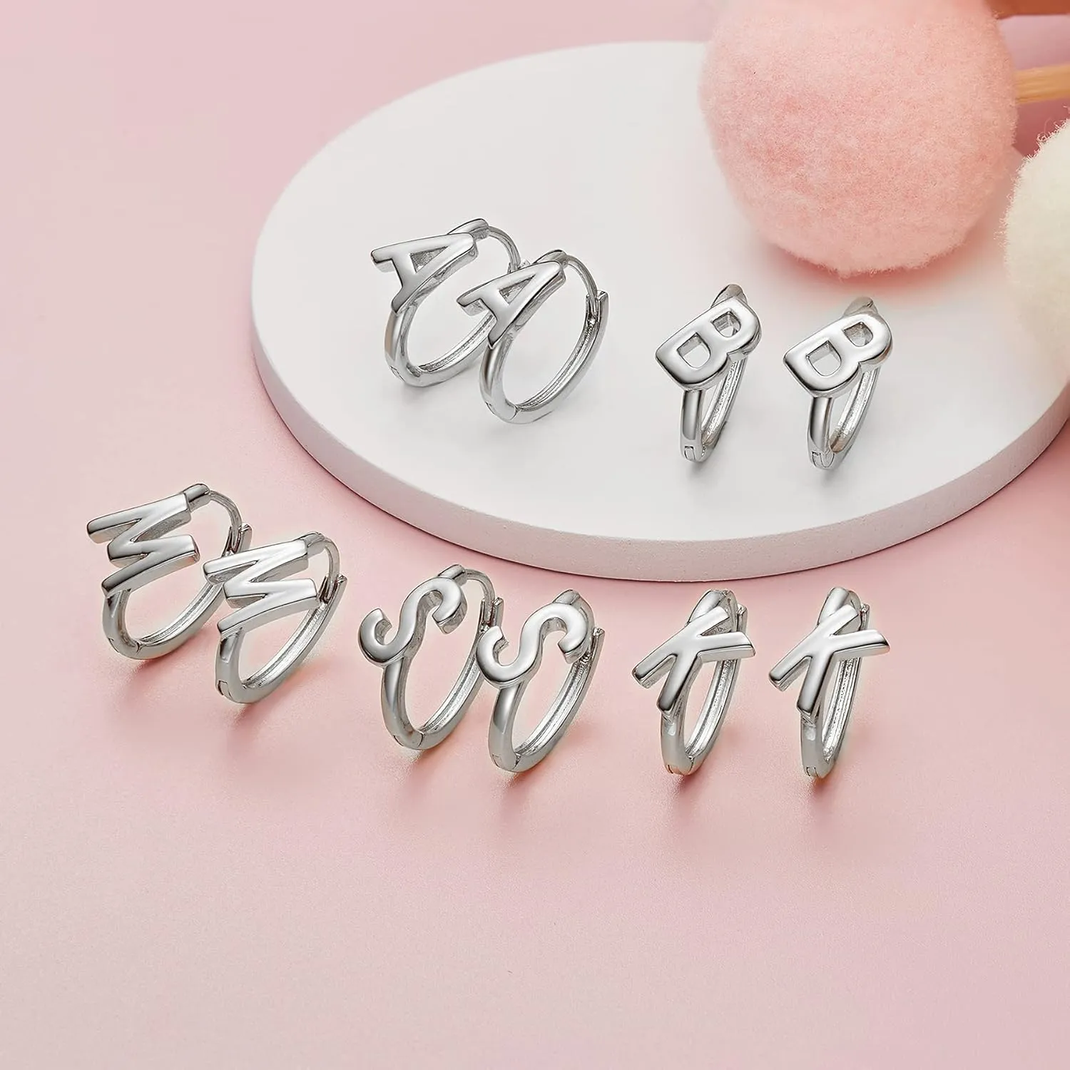 SANNYRA Initial Hoop Earrings for Women, 26 Letter Studs Earring, 14K Gold Plated Hypoallergenic Trendy Jewelry
