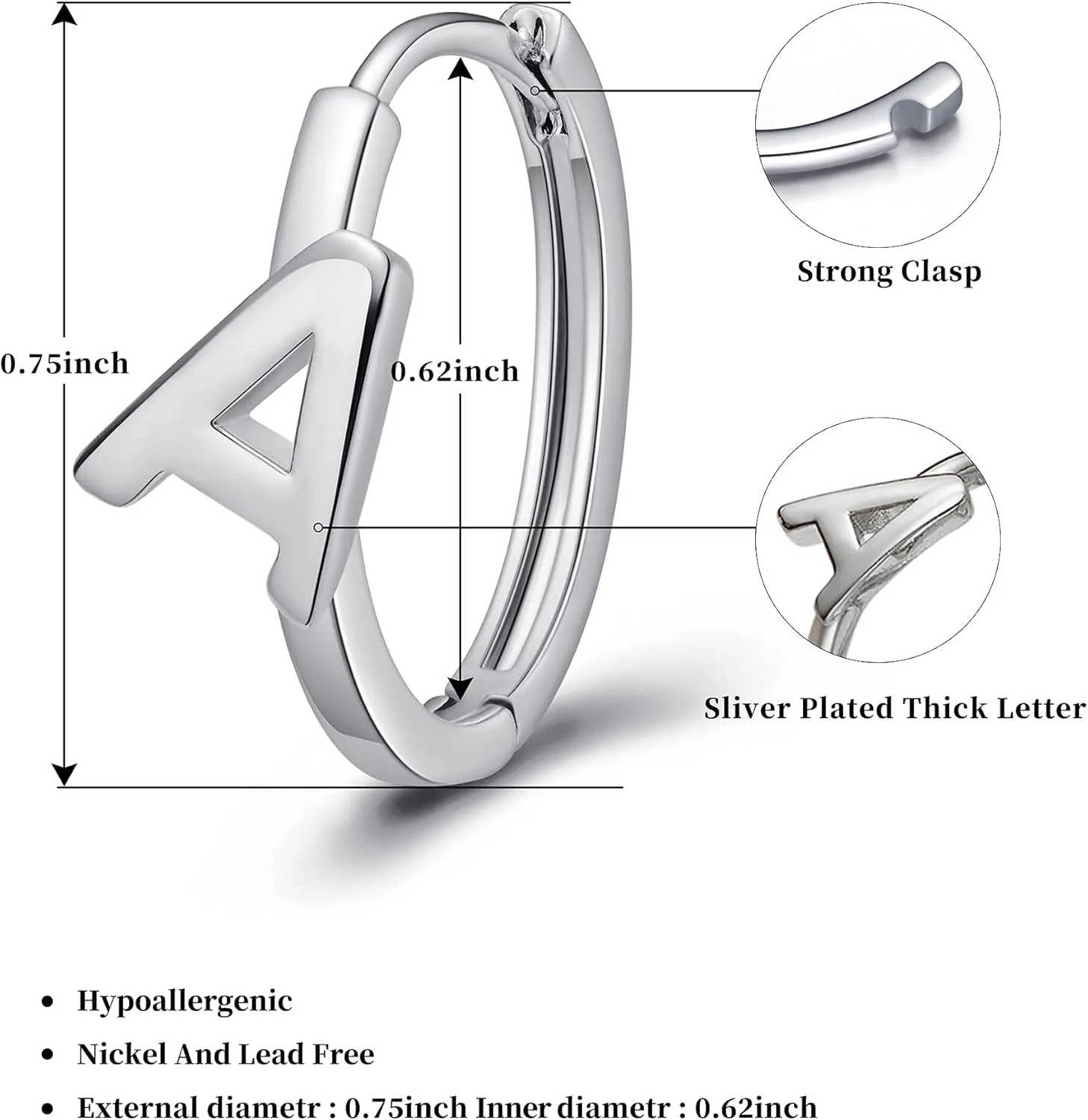 SANNYRA Initial Hoop Earrings for Women, 26 Letter Studs Earring, 14K Gold Plated Hypoallergenic Trendy Jewelry