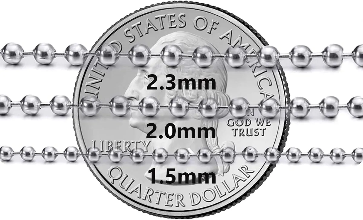 Savlano 925 Sterling Silver Italian 2.3mm Solid Bead Ball Dog Tag Chain Necklace Comes With Gift Box for Women & Men - Made in Italy