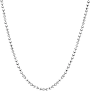 Savlano 925 Sterling Silver Italian 2.3mm Solid Bead Ball Dog Tag Chain Necklace Comes With Gift Box for Women & Men - Made in Italy