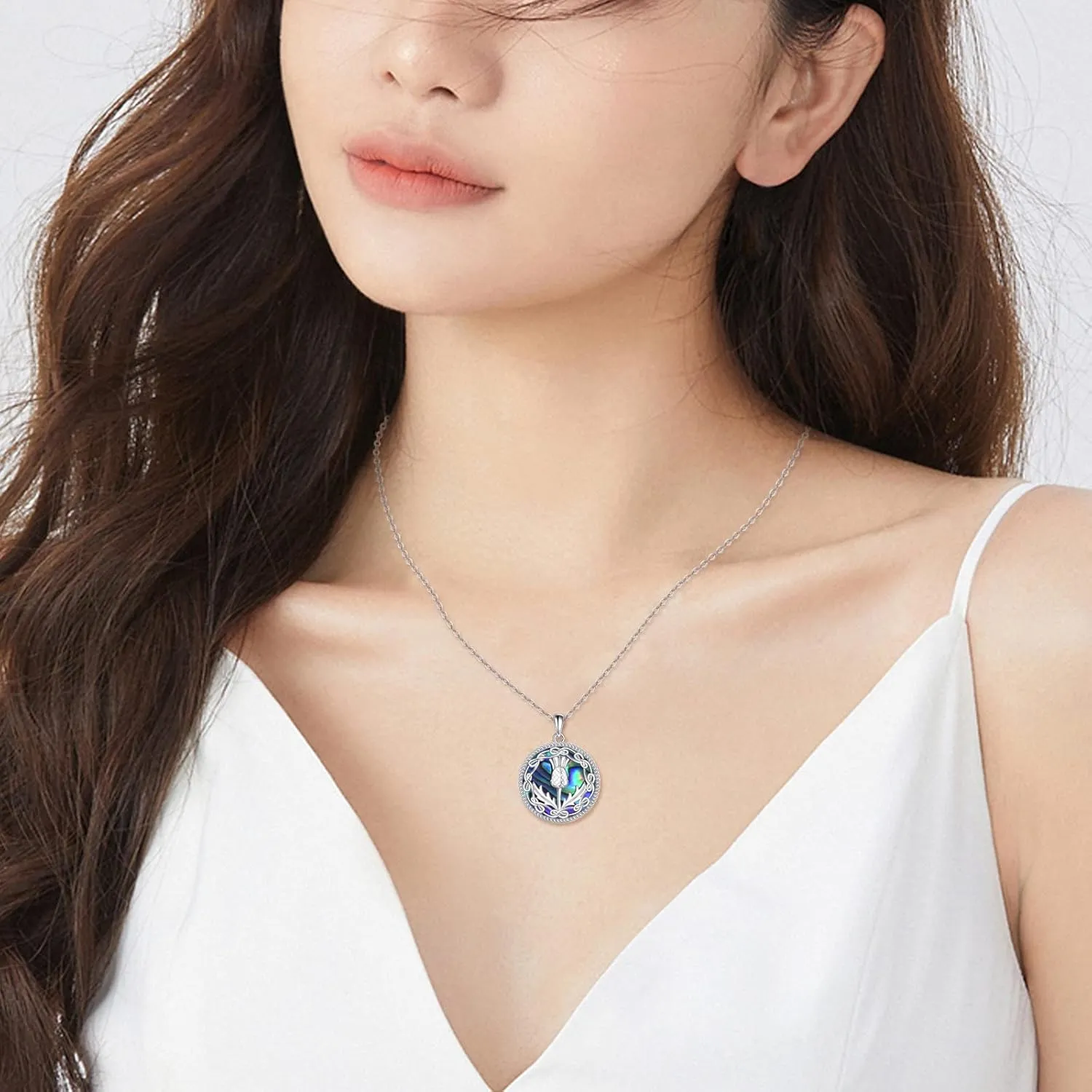 Scottish Thistle Jewelry Sterling Silver Scottish Thistle Scotland Flower Celtic Knot Pendant Necklaces Jewelry Valentine's Day Gifts for Women