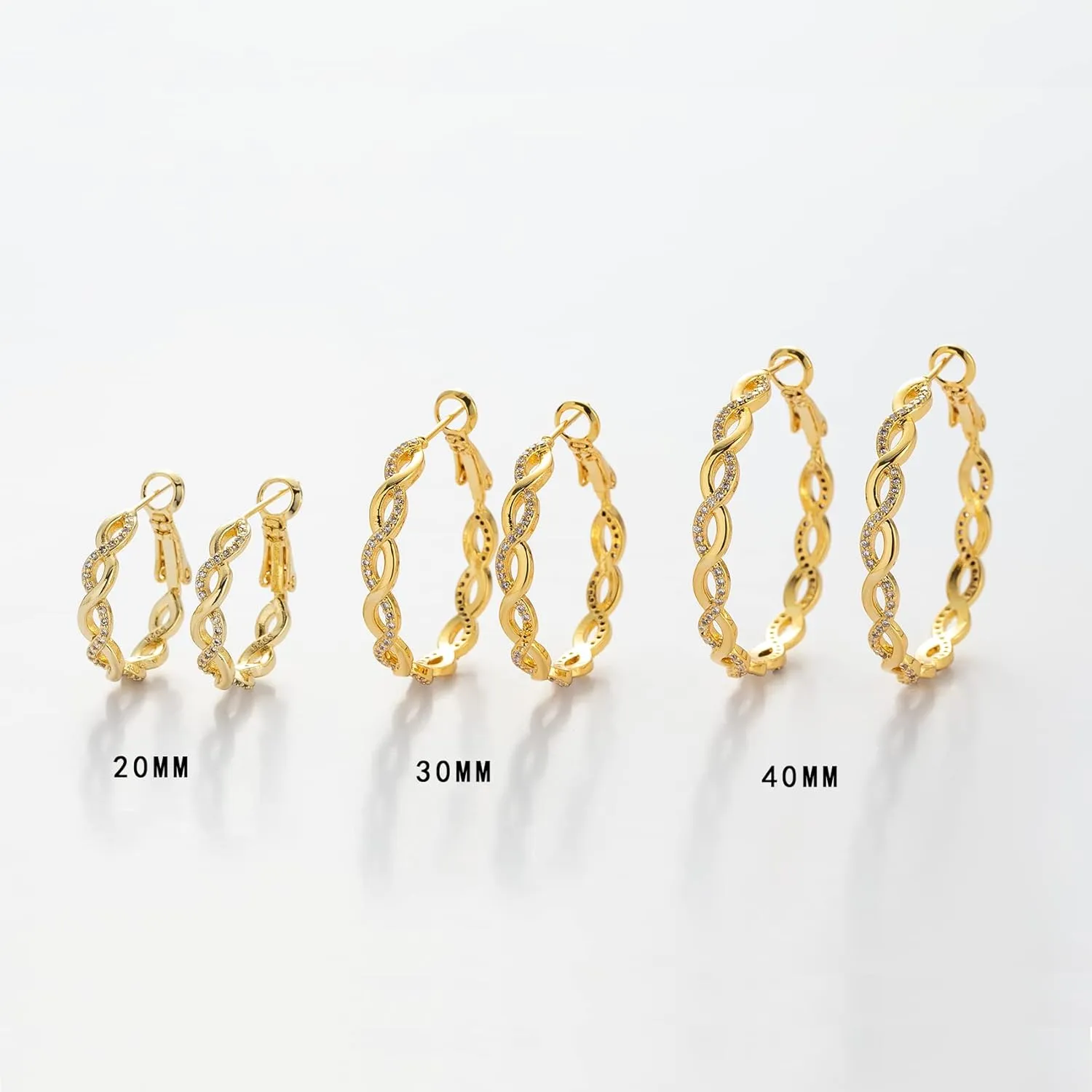 Senteria 925 Sterling Silver Earrings Hoops for Women Lightweight Twisted Hoop Earrings With Cubic Zirconia Hypoallergenic Hoops Earrings (20/30/40/50/60MM)