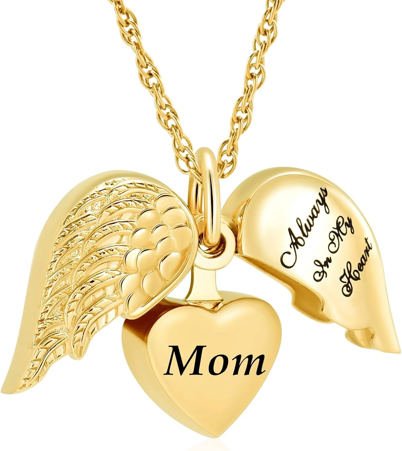 shajwo Cremation Jewelry Angel Wing Heart Urn Necklaces for Ashes Memorial Keepsake Pendant for Women Men