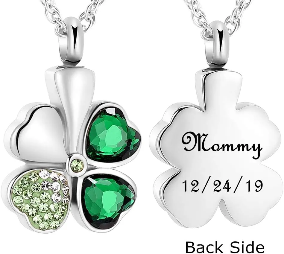 shajwo Cremation Jewelry Urn Necklaces for Ashes Clover Urn Pendant Keepsake Memorial Necklace for Women Girls