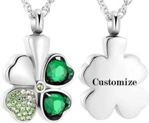 shajwo Cremation Jewelry Urn Necklaces for Ashes Clover Urn Pendant Keepsake Memorial Necklace for Women Girls