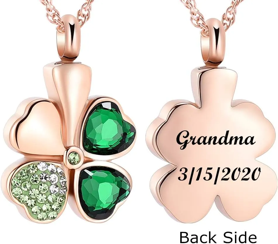 shajwo Cremation Jewelry Urn Necklaces for Ashes Clover Urn Pendant Keepsake Memorial Necklace for Women Girls