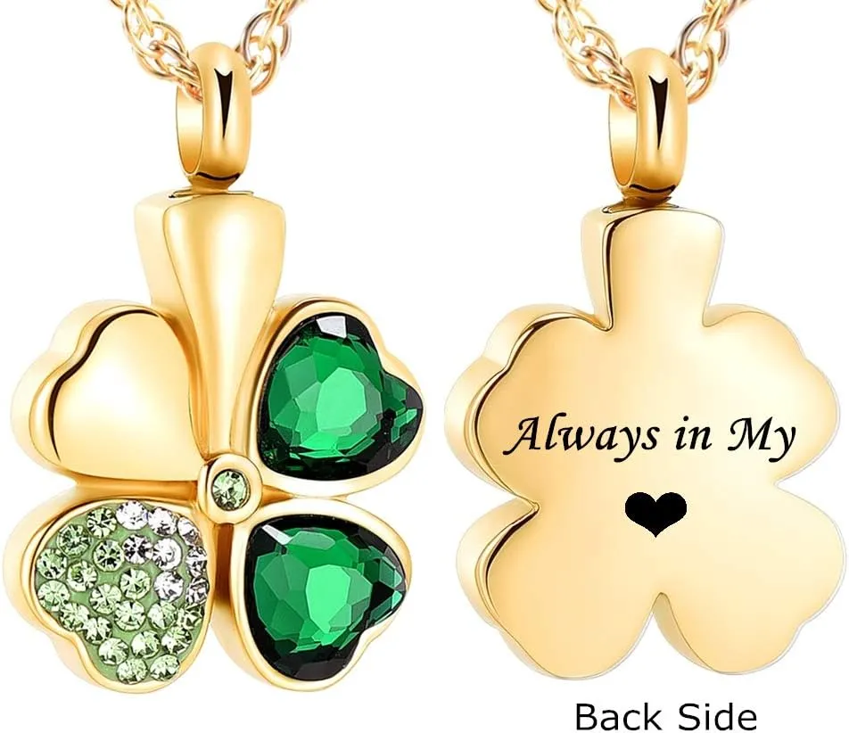 shajwo Cremation Jewelry Urn Necklaces for Ashes Clover Urn Pendant Keepsake Memorial Necklace for Women Girls