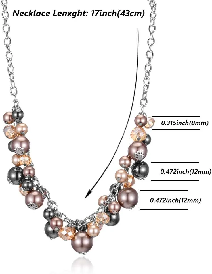 Short Chain Pendant Necklaces For Women - Silver Fashion Jewelry with Pearl and Crystal Bead, Birthday Gifts For Women