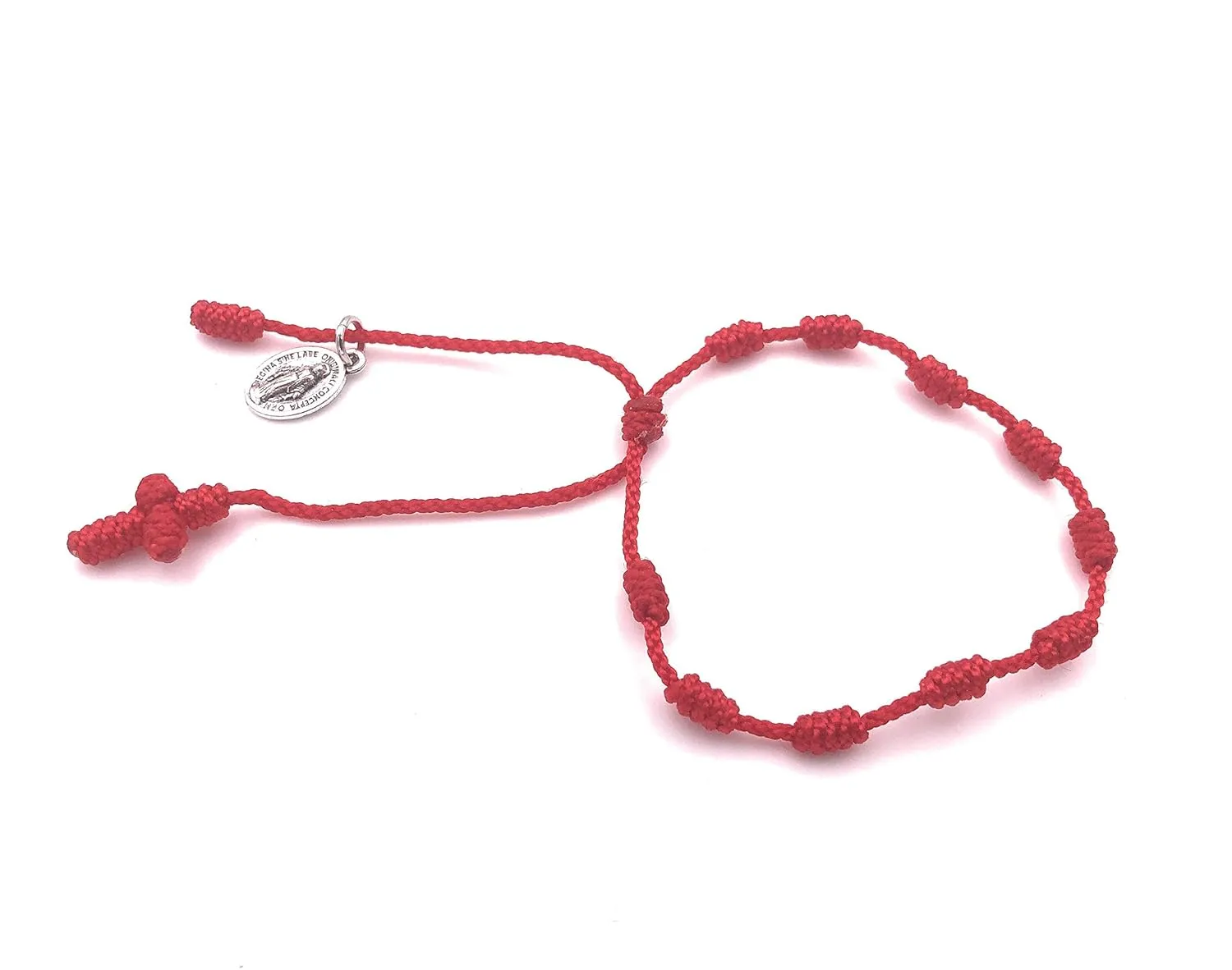 SIFRIMANIA Pray Decade Handmade Mini Rosary Virgin Mary Red String Bracelets (Miraculous Medal)