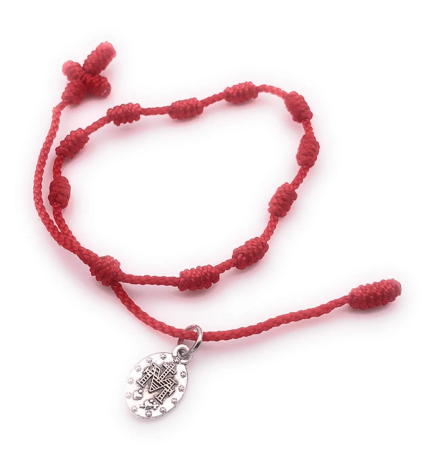 SIFRIMANIA Pray Decade Handmade Mini Rosary Virgin Mary Red String Bracelets (Miraculous Medal)