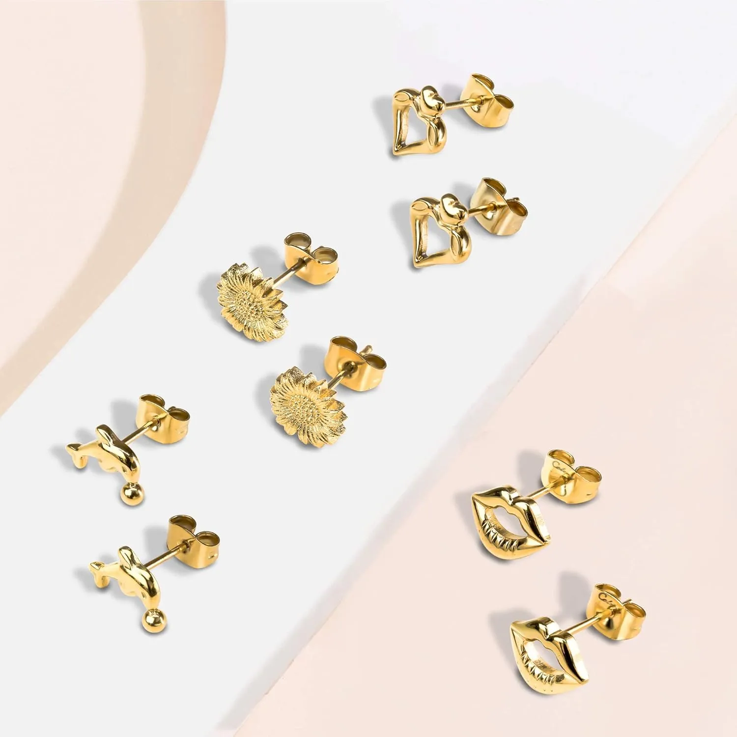 Silver Earrings for women Tiny Cute Heart/Star/Cross/Huggie/Geometric/Triangle/Elephant Stud earrings Hypoallergenic Surgical Steel Small for Women Mother's Day Gifts