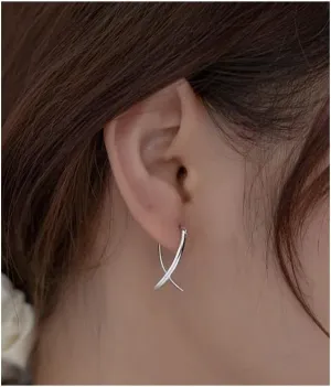 Silver Hoop Earrings for Women, Minimalist Sterling Silver Jewelry, Small Silver Hoops, Front Back Earrings, Unusual, Edgy 925 Silver Hoop Earrings