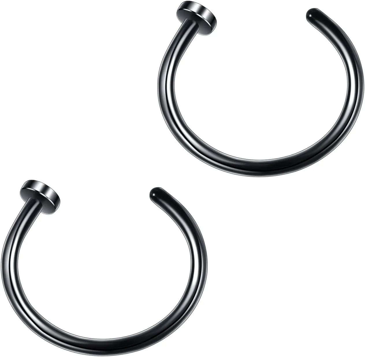 Silvery 20G 0.8mm Titanium Septum Piercing Stainless Steel Septum Horseshoe Hoops Nose Rings C-shaped Nose Lip Piercing Nail Jewelry 6mm
