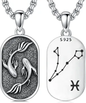 SIMONLY Zodiac Necklace 925 Sterling Silver Constellation Necklace Zodiac Sign Necklaces Horoscope Jewelry Christmas Birthday Astrology Gifts for Women Men Unisex