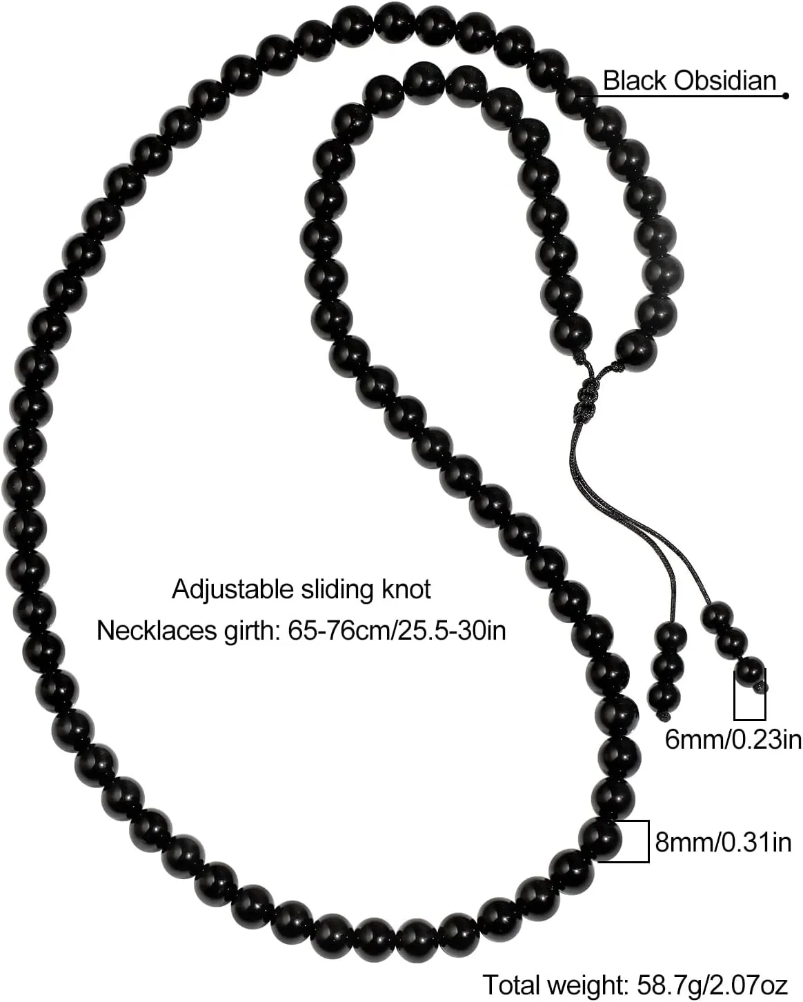 Simple Crystals and Stones Beaded Necklace Protection Balance Meditation Long Necklaces for Women and Men Amulet Jewelry