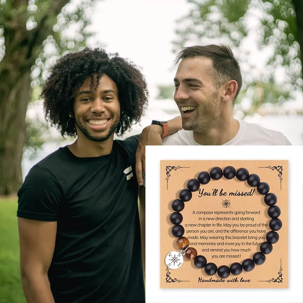 Sisadodo Going Away Gifts for Men Women Coworker Natural Stone Bracelet for Farewell Retirement Gift for Colleague Inspirational Gifts