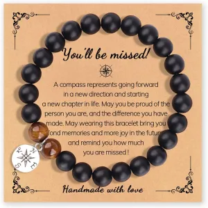 Sisadodo Going Away Gifts for Men Women Coworker Natural Stone Bracelet for Farewell Retirement Gift for Colleague Inspirational Gifts