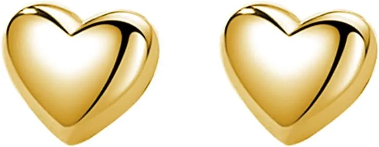 SLUYNZ Solid 925 Sterling Silver 8MM Fat Heart Earrings Studs for Women Teens Sweet Love Studs Earrings