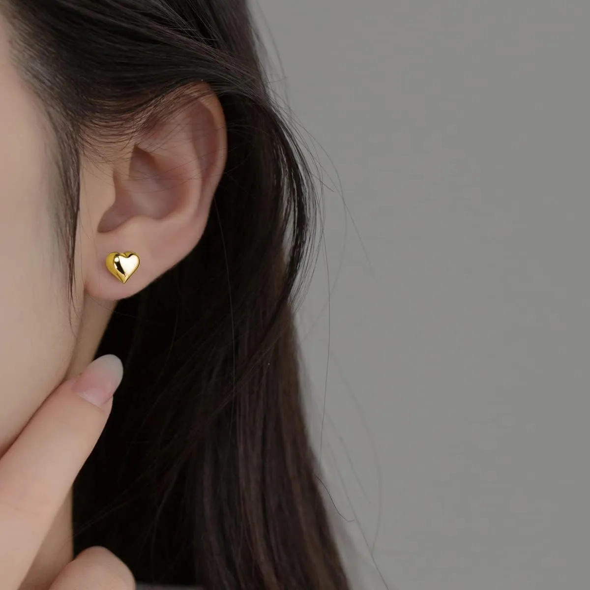 SLUYNZ Solid 925 Sterling Silver 8MM Fat Heart Earrings Studs for Women Teens Sweet Love Studs Earrings