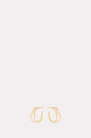 Small Double Wave Gold Hoops
