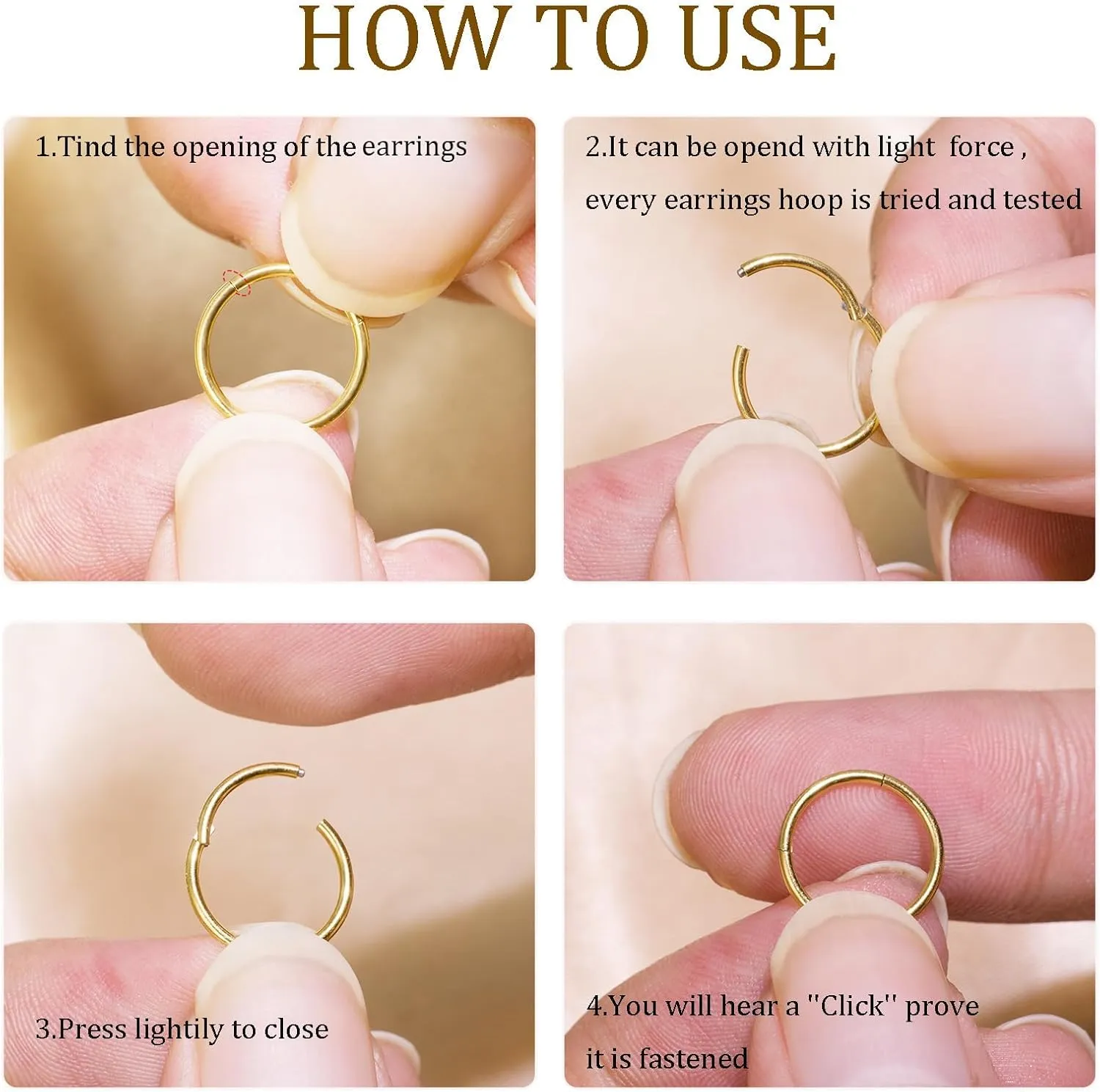 Small Gold Hoop Earrings, Lightweight 14K Gold Plated Huggie Hoop Earrings for Cartilage Helix Tragus, Hypoallergenic Earrings for Women Men, Tiny Thin Hoops Surgical Steel Endless Hoops Earrings 6-10 mm