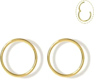 Small Gold Hoop Earrings, Lightweight 14K Gold Plated Huggie Hoop Earrings for Cartilage Helix Tragus, Hypoallergenic Earrings for Women Men, Tiny Thin Hoops Surgical Steel Endless Hoops Earrings 6-10 mm