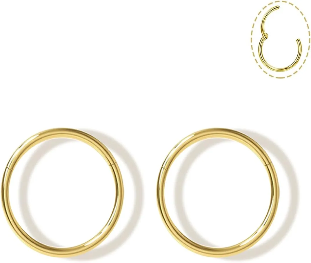 Small Gold Hoop Earrings, Lightweight 14K Gold Plated Huggie Hoop Earrings for Cartilage Helix Tragus, Hypoallergenic Earrings for Women Men, Tiny Thin Hoops Surgical Steel Endless Hoops Earrings 6-10 mm