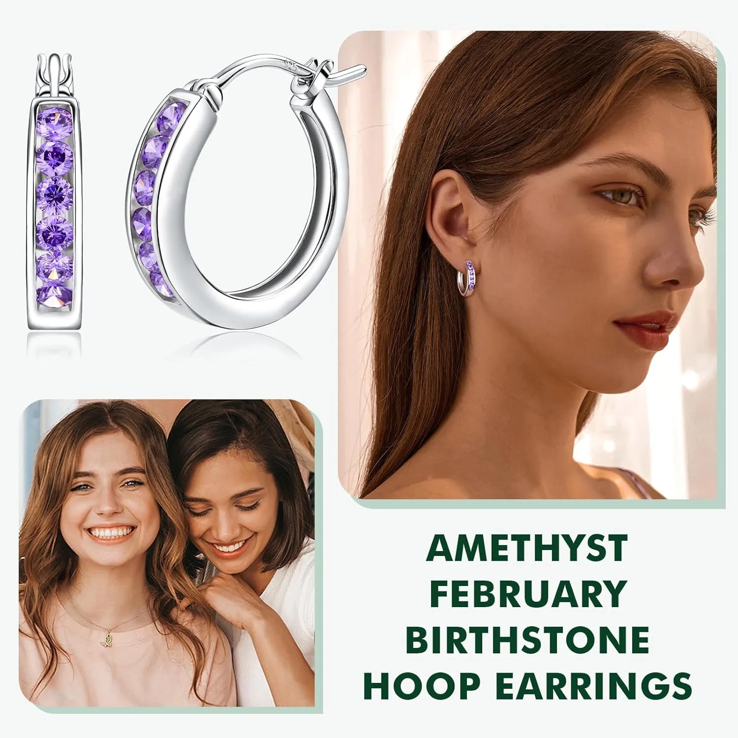 Small Hoop Earrings for Women Hypoallergenic 925 Sterling Silver 18mm Gemstone Huggie Hoop Earrings Annivesary Wedding Jewelry Birthstone Huggy Earrings