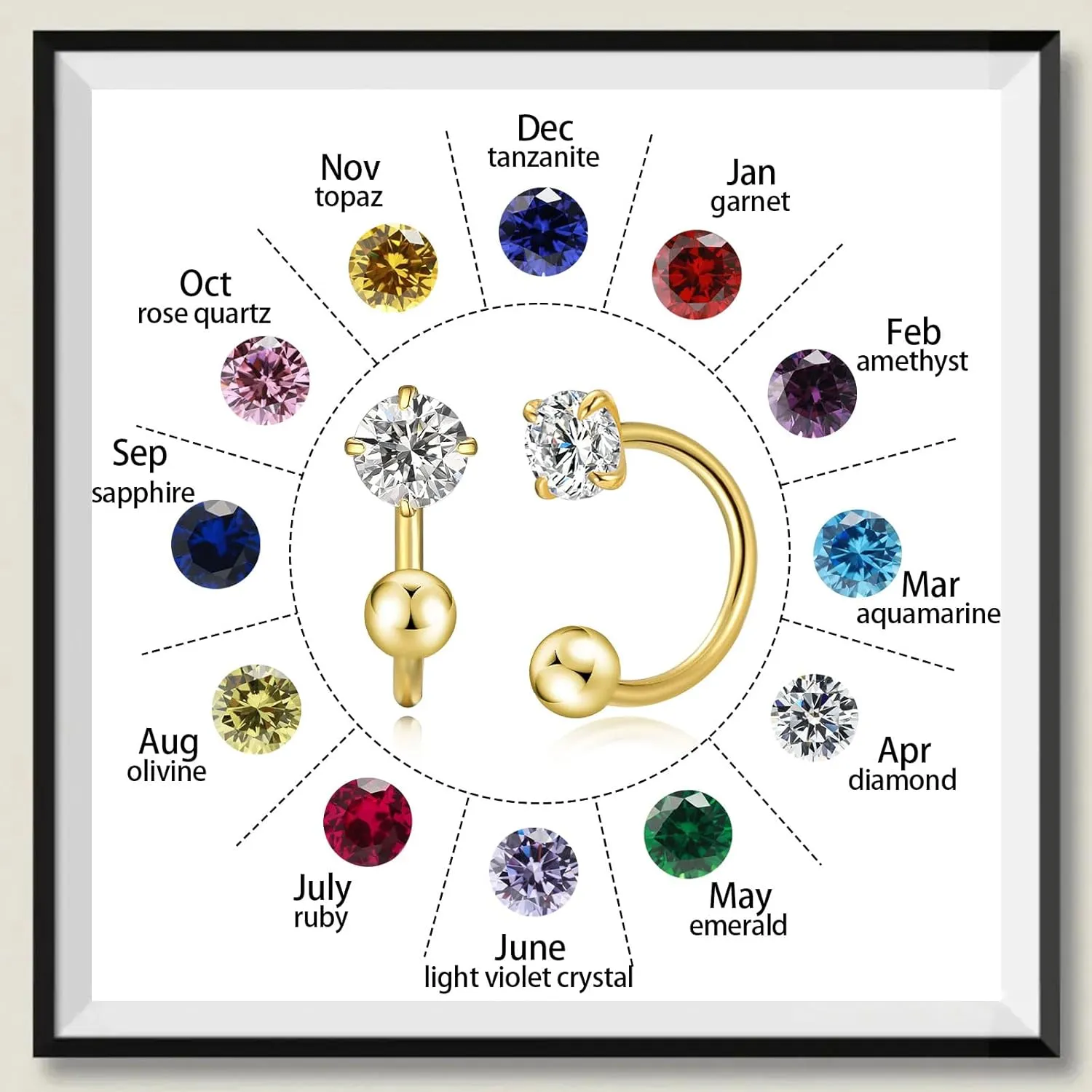 Small Huggie Half Hoop Earrings for Women Girls,Tiny 3mm Birthstone Earrings Cartilage Hypoallergenic Stud for Women (Apr)