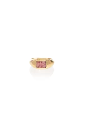 Small Ring in 18K Rose Gold & Pink Marble Stone
