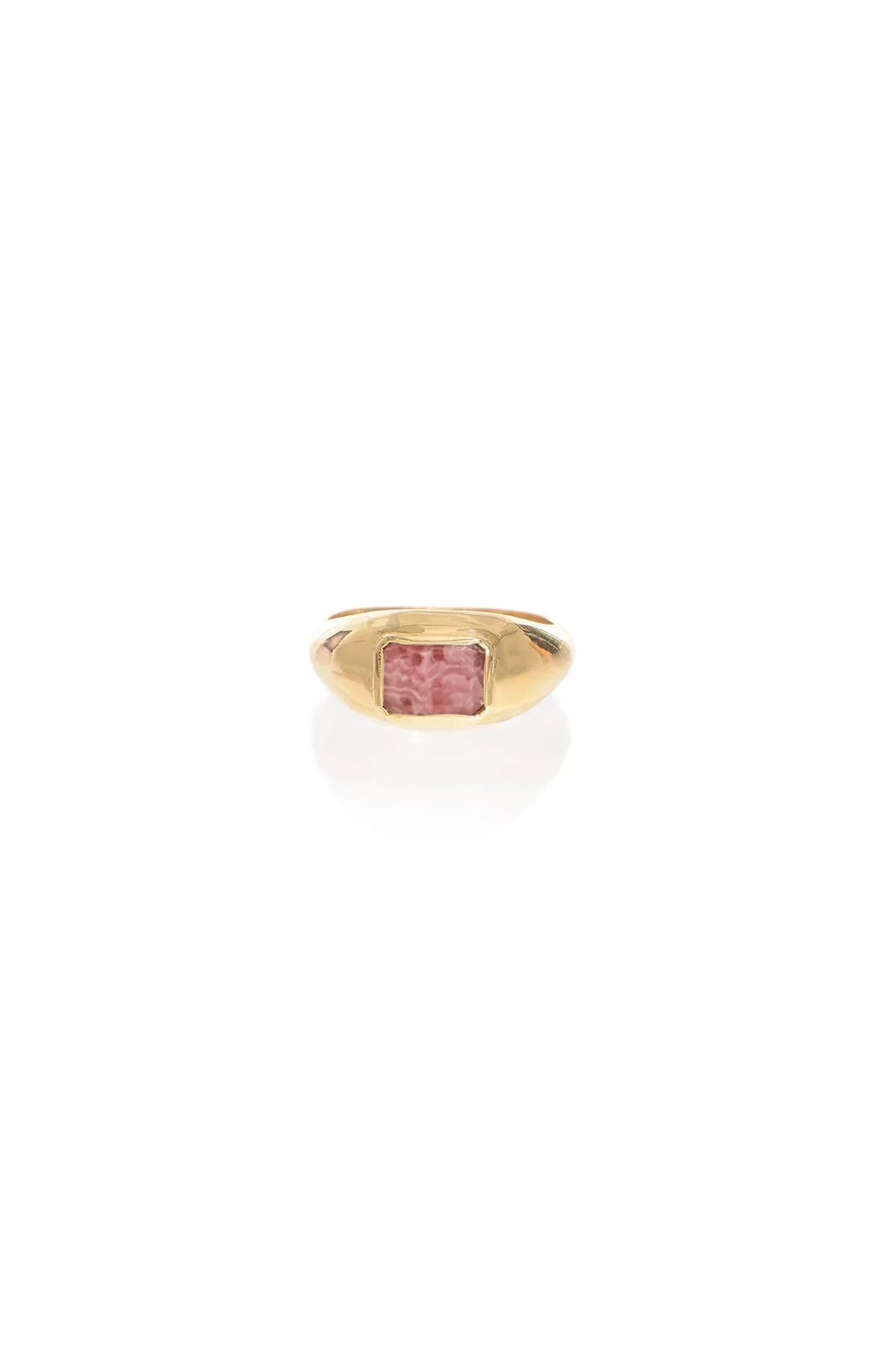 Small Ring in 18K Rose Gold & Pink Marble Stone