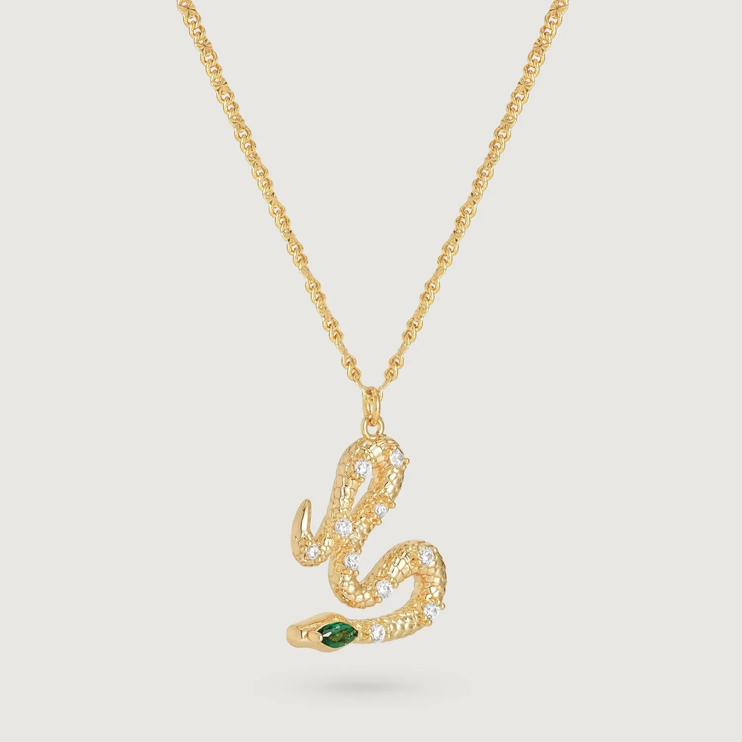 Snake Necklace for Women Trendy 14K Gold Plated Cubic Zirconia Dainty Serpent Pendant Necklaces Handmade Gold Jewelry Gifts