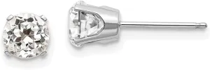 Solid Real 14k White Gold 5mm White Topaz Stud Earrings 5mm
