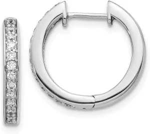 Solid Real 14k White Gold Diamond Complete Hinged Hoop Huggie Earrings 16mm (.312 cttw.)
