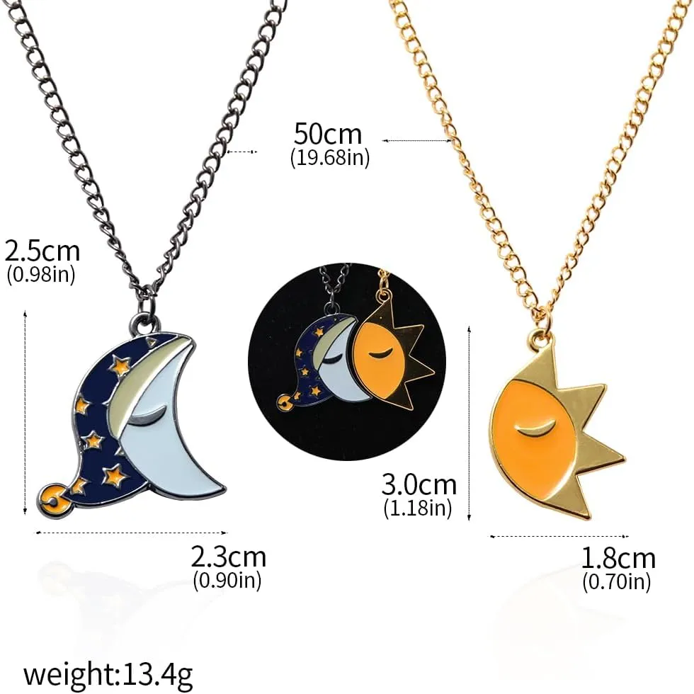 SONGCHANGJEWELRY FNAF Halloween Friendship Necklaces - Freddy's Sun and Moon Couple Costume Pendant - Cosplay Cartoon Horror for Man Woman