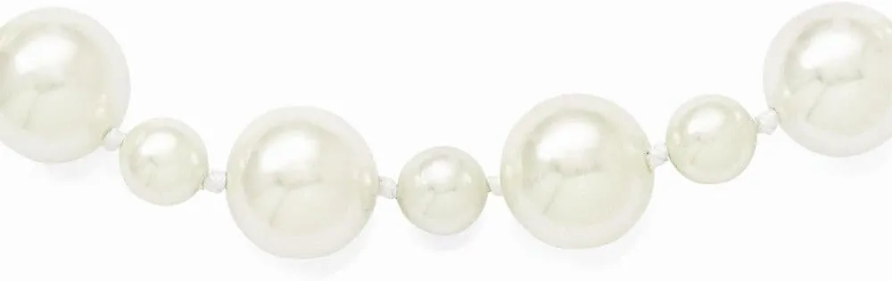 Sonia Jewels Majestik 7and12mm White Imitation Shell Pearl Hand-Knot Slip On Necklace 36"