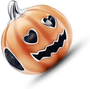Spooky Heart Glow-in-the-dark Pumpkin Charm for Women Bracelets Necklaces in 925 Sterling Silver,Mother's Day Birthday Christmas