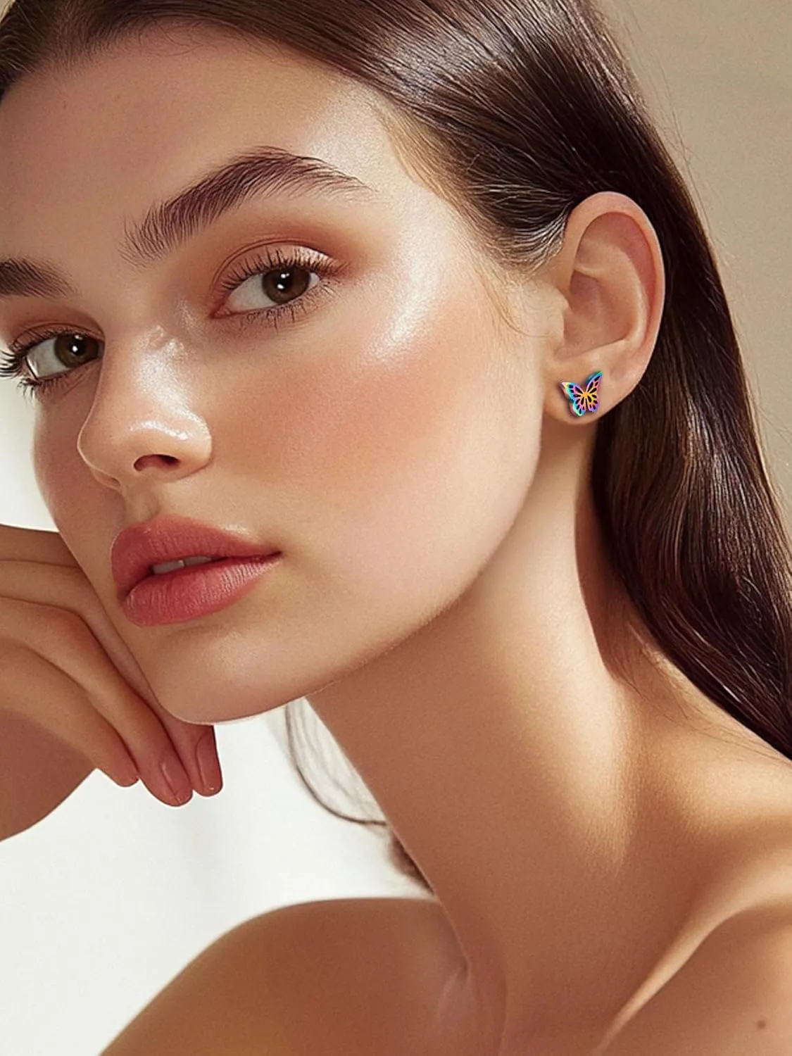 Stainless Steel Butterfly Stud Earrings/Butterfly Wing Earrings Dainty Simple Earrings for Women,hypoallergenic