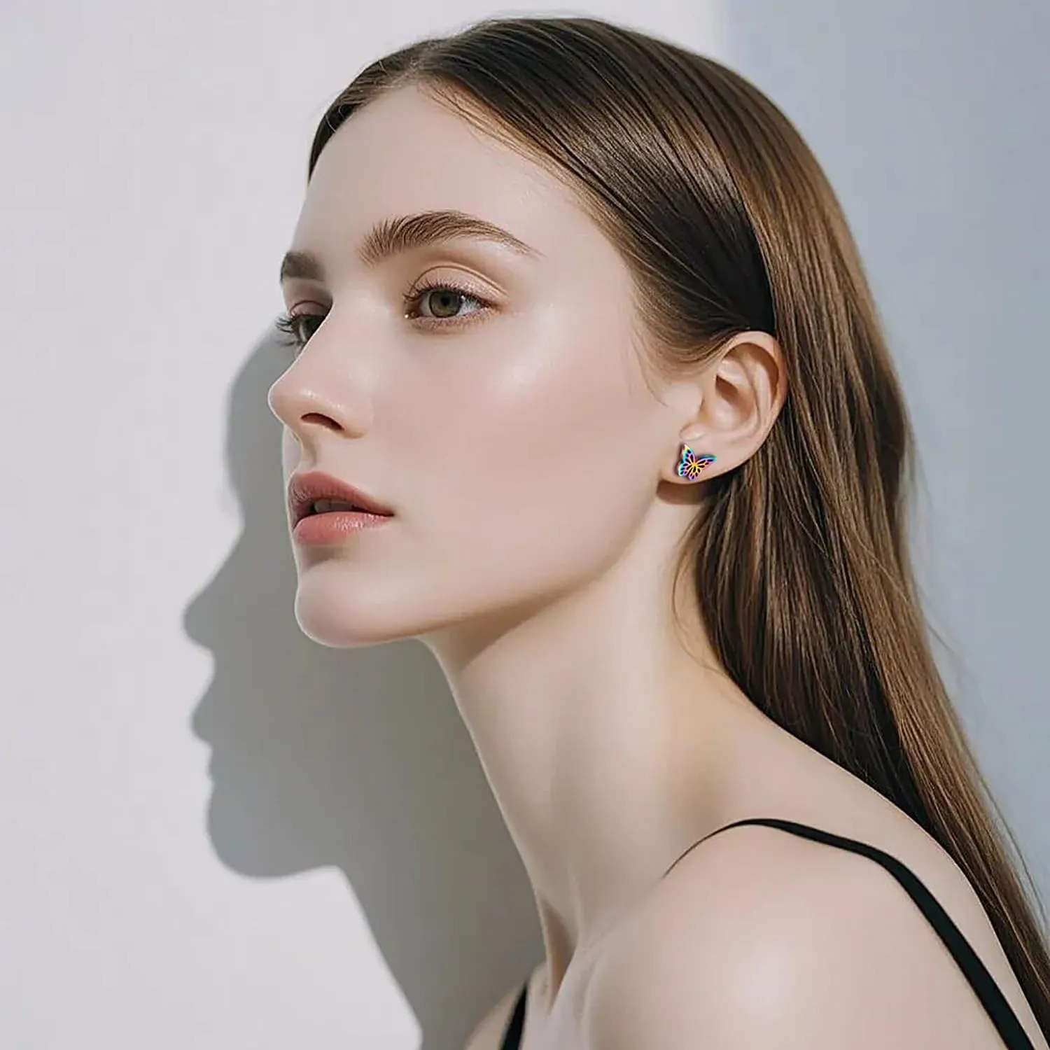 Stainless Steel Butterfly Stud Earrings/Butterfly Wing Earrings Dainty Simple Earrings for Women,hypoallergenic