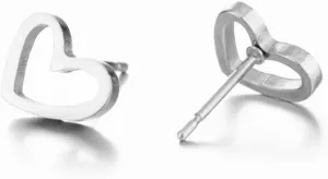 Stainless Steel Hypoallergenic Open Heart Stud Earrings