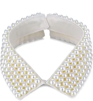 Statement Necklace for Women Girls Simulated Pearl Beaded Bib Detachable False Collar Choker Necklaces Clothing Accessory