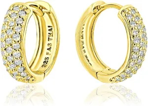 Sterling Silver CZ Cubic Zirconia Ear Cuff Hinged Huggie Hoop Earrings for Women, 16mm/0.63 inches Diameter