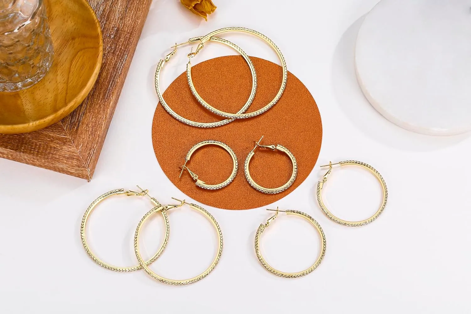 Sterling Silver Hoop Earrings S925 Large Rhinestone Silver Hoop Earrings for Women Thin Cubic Zirconia Big Silver Hoop Earrings