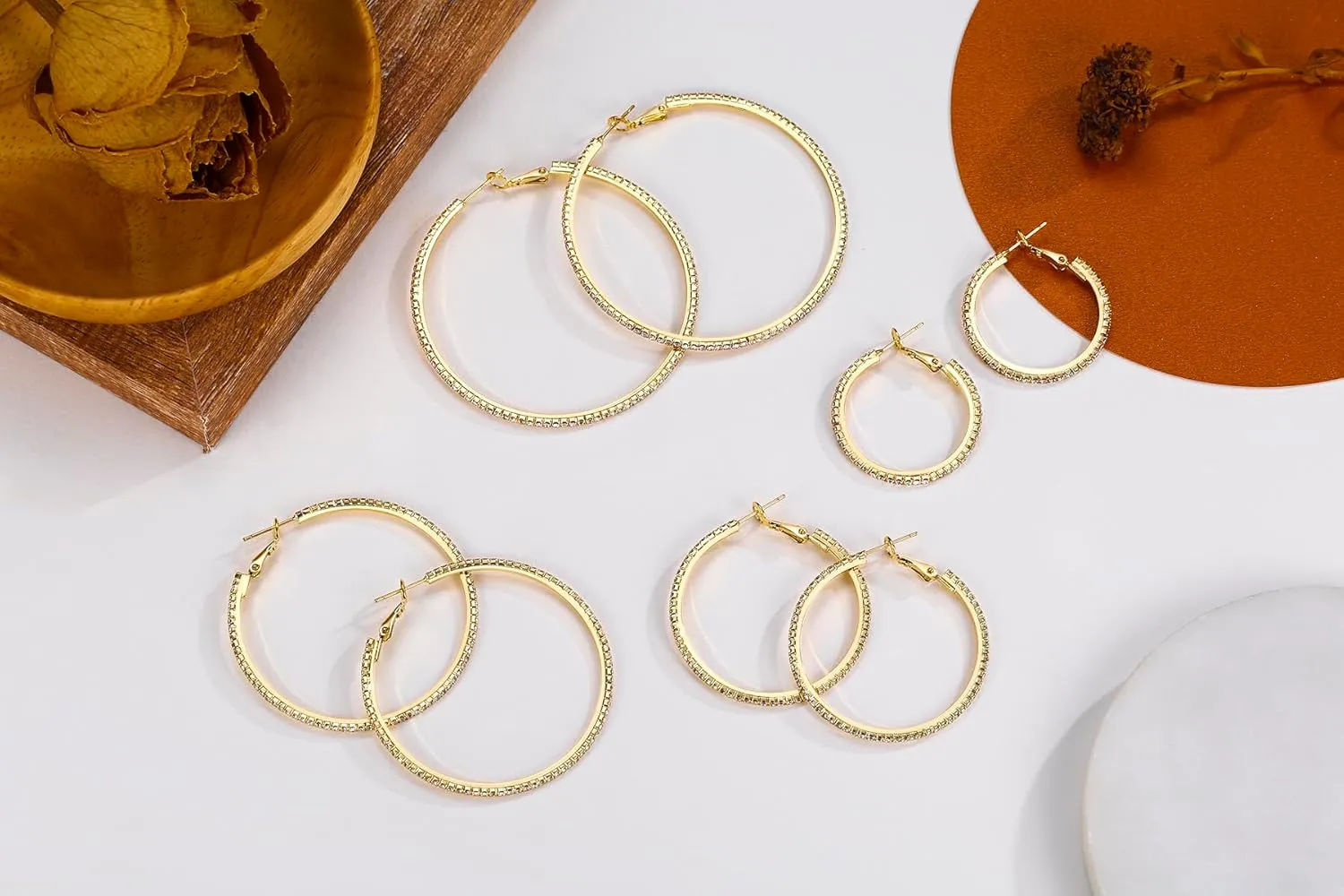 Sterling Silver Hoop Earrings S925 Large Rhinestone Silver Hoop Earrings for Women Thin Cubic Zirconia Big Silver Hoop Earrings